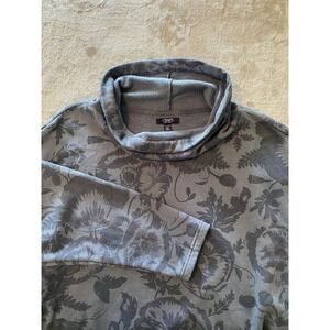 Chaps Pullover Sweater Womens 3XL Blue Gray Floral Cowl Neck Fleece Lined Casual